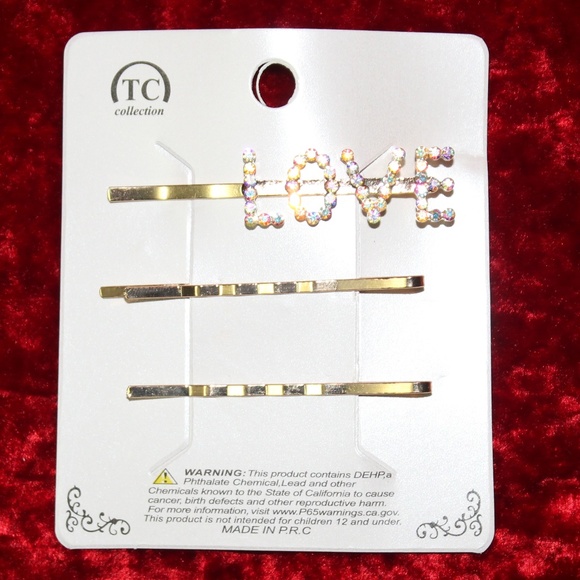 Glitter Resin & Stars Barrettes "Love" HairPin Set - Picture 6 of 7